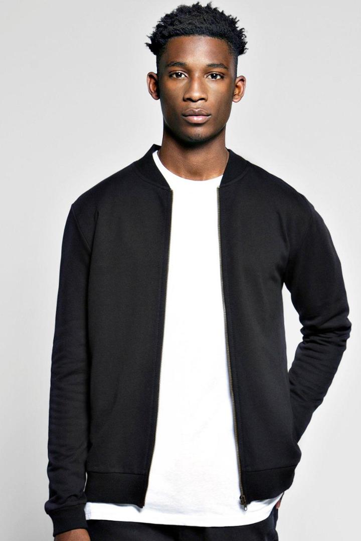 Boohoo Slim Fit Bomber Black