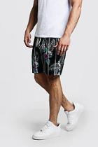 Boohoo Tropical Stripe Print Short