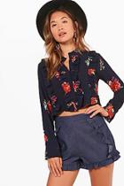 Boohoo Molly Floral Ruffle Detail Shirt