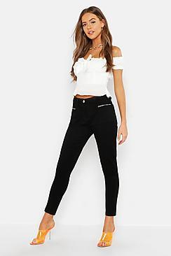 Boohoo Mid Rise Pocket Detail Skinny Jeans