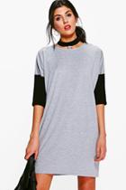 Boohoo Astley Choker Colour Block T-shirt Dress Grey
