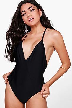 Boohoo Hamptons Plunge V Back Swimsuit