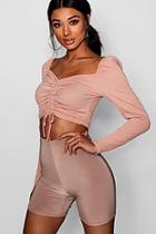 Boohoo Ruched Front Sweetheart Neck Crop