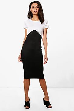 Boohoo Jasmine Colour Block Midi Dress