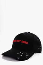 Boohoo Black Peak Cap With Red Embroidery