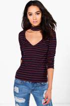 Boohoo Petite Hailey Cut Out High Neck Top Multi