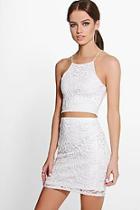 Boohoo Adinne Lace Crop & Mini Skirt Co-ord Set