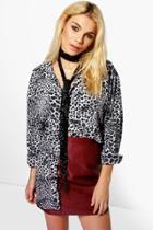 Boohoo Ellie Leopard Print Oversized Shirt Multi
