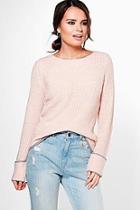 Boohoo Isabella Fisherman Jumper With Tipped Cuff