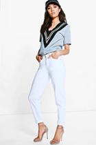 Boohoo Petite Bronwyn Mom Jean White