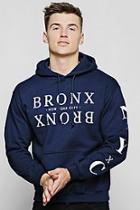 Boohoo Bronx Chest And Sleeve Print Hoodie