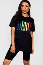 Boohoo Merci Graphic Tee Cycle Short Co-ord Set