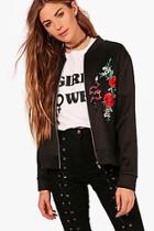 Boohoo Brooke Embroidered Detail Bomber