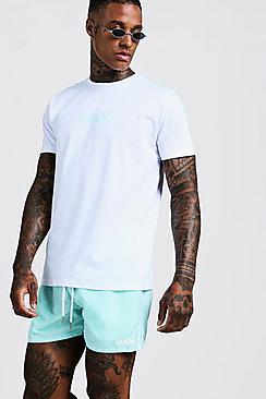 Boohoo Man Print T-shirt & Swim Short Set
