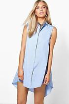 Boohoo Sleeveless Drop Hem Shirt Dress