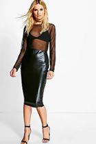Boohoo Leia Leather Look Midi Skirt