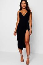 Boohoo Buckle & Strap Detail Plunge Front Midi Dress