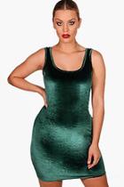 Boohoo Plus Velvet Scoop Neck Bodycon Dress