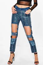 Boohoo Helena Cut Out Detail Jeans Denim