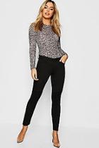 Boohoo Petite Mid Rise Biker Jean