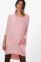 Boohoo Melissa Slouchy Oversized Marl Knit Top Pink