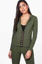 Boohoo Jennifer Hook And Eye Detail Blazer