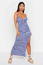 Boohoo Petite Wrap Stripe Maxi Dress