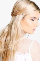 Boohoo Macey Bridal Diamante Floral Spiral Hair Clips Gold