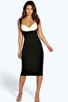 Boohoo Maddie Ruched Bust Detail Midi Dress Black