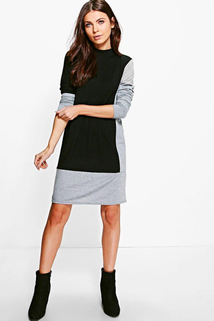 Boohoo Taylor Colour Block Shift Dress Multi
