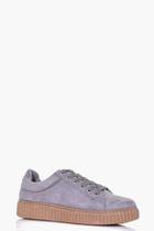 Boohoo Julia Lace Up Chunky Sole Trainer Grey