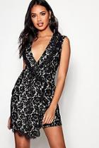 Boohoo Isabelle Lace Wrap Detail Bodycon Dress