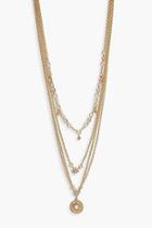 Boohoo Coin & Star Delicate Multi Layered Necklace