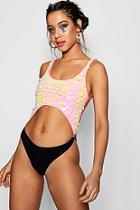 Boohoo Manhattan Sequin Cut Out Scoop Swimsuit