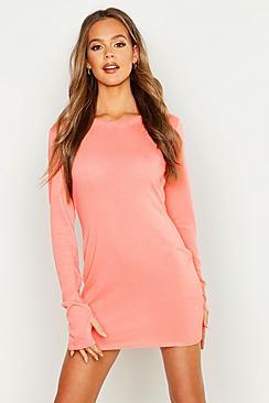 Boohoo Fine Knit Long Sleeve Mini Dress