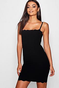 Boohoo Tall Scallop Strappy Mini Dress