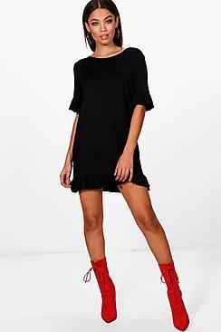 Boohoo Ruffle Detail Jersey Shift Dress