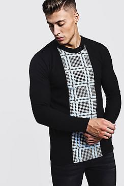 Boohoo Houndstooth Panel Jumper