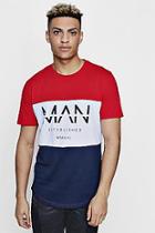 Boohoo Colour Block Man T-shirt With Curved Hem