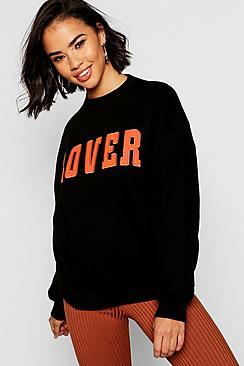 Boohoo Lover Applique Slogan Sweat