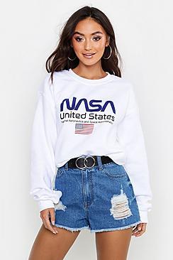 Boohoo Petite Nasa Licensed Sweat Top