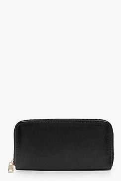 Boohoo Amber Cracked Texture Ziparound Purse