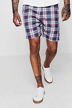 Boohoo Woven Check Drawstring Waist Short