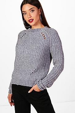 Boohoo Lisa Distressed Chenille Jumper