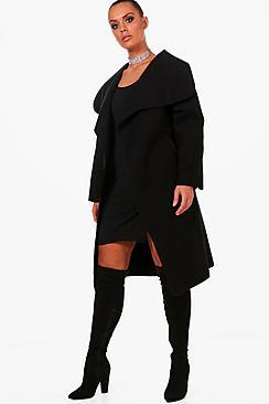 Boohoo Plus Jess Wool Look Wrap Coat