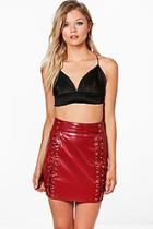 Boohoo Petite Charlie Leather Look High Waisted Mini Skirt