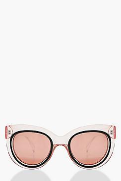 Boohoo Maisie Clear Pink Oversized Sunglasses
