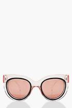 Boohoo Maisie Clear Pink Oversized Sunglasses