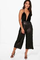 Boohoo Becky All Over Sequin Wide Leg Culottes