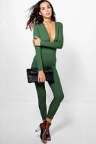 Boohoo Ana Capri Length Deep Plunge Jumpsuit
